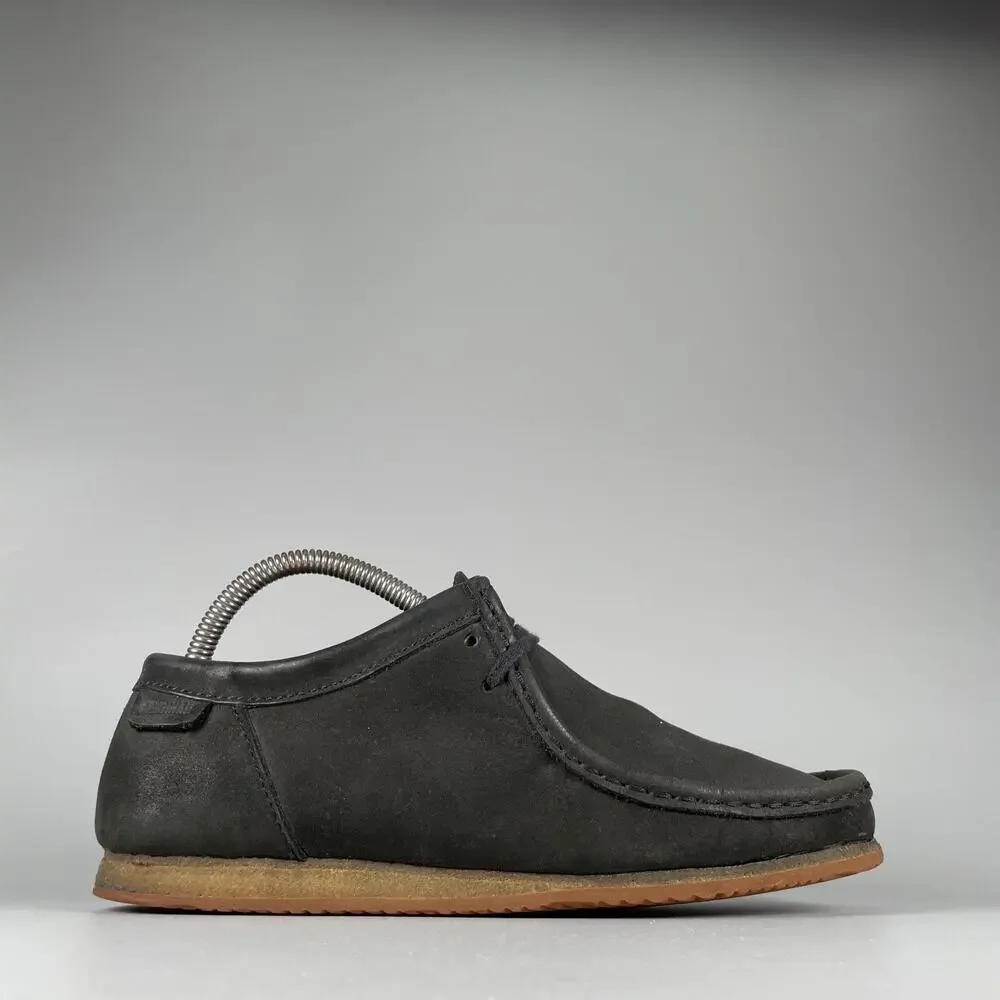 Men's 7.5 Women's 9 Clarks Originals Wallabees Black Leather Lace Up Shoes GUC